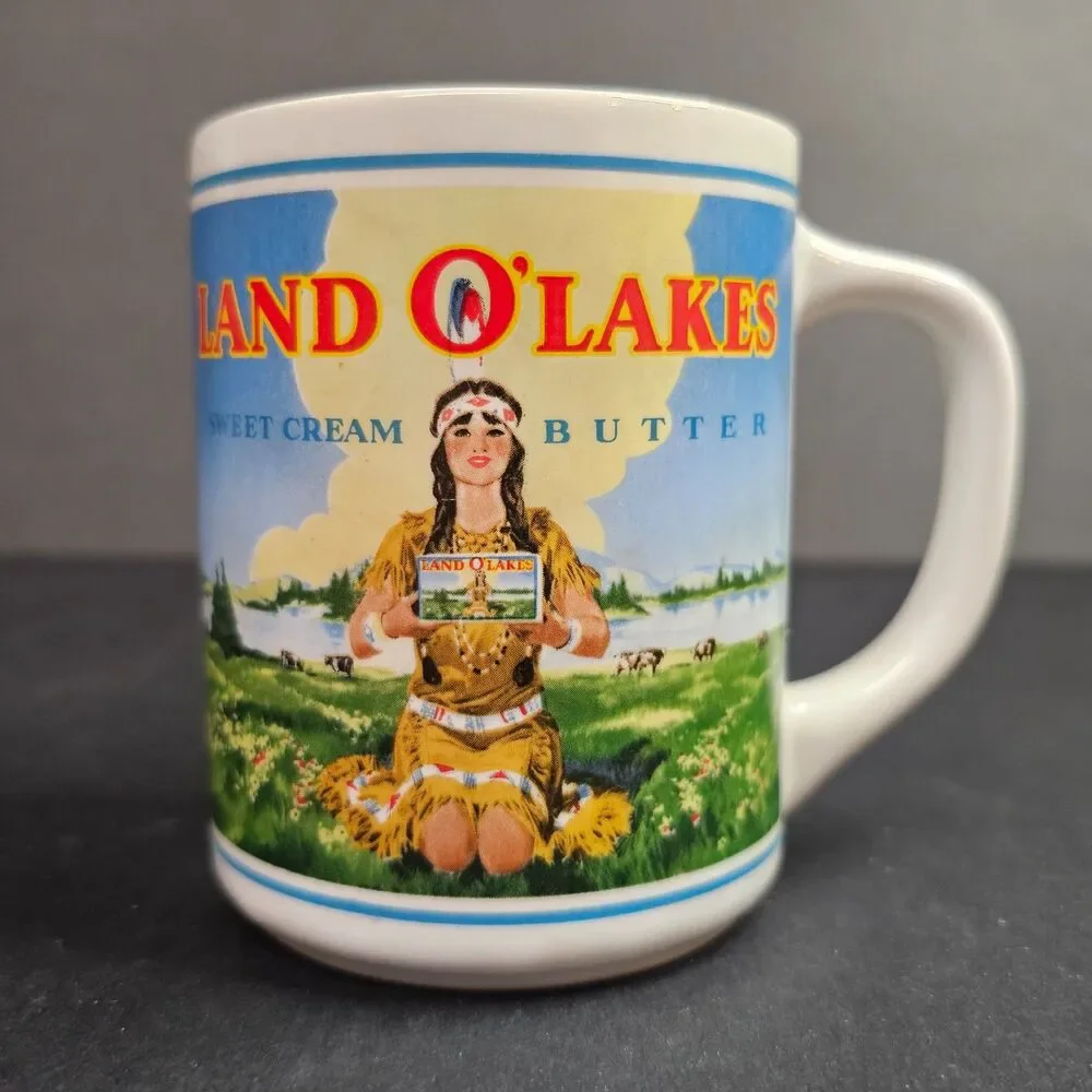 Vtg Land O'Lakes Butter Coffee Mug Retired Native American Indian Logo Shafford